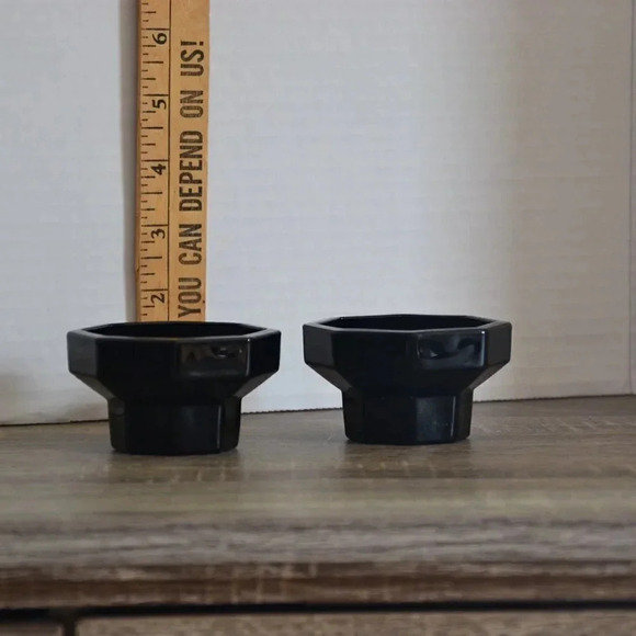 Vtg Black Glass Candlestick Holders - Picture 3 of 4